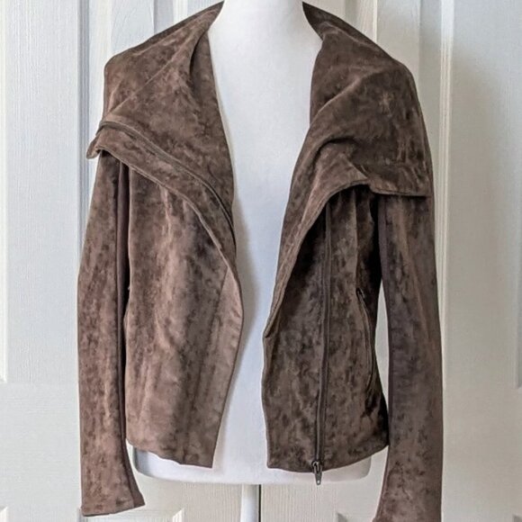 SL8 Women's Velour Adjustable Zippered Jacket  Size S  Brown - Picture 4 of 10